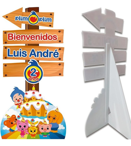 Figura Letrero Coroplast Decorativo Bienvenida Plim Plim 1m