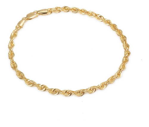 Pulsera Torsal 4mm Unisex 18cm Oro Italiano Hueco 10k Largo 18 Cm