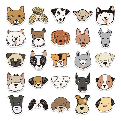 50 Peças De Adesivos Fofos De Grafite De Animais Para Cães E