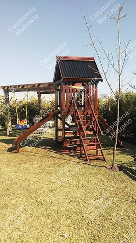 Juego De Madera Con Tobogán Y Trepador
