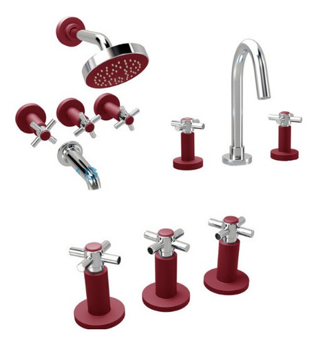 Imagen 6 de 9 de Canilla Mezcladora Mesada Cocina Grifmac Matte Rojo