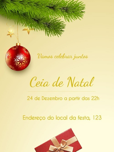 Convite Cartão Festa De Natal - Comemoração Ceia Papai Noel | Parcelamento  sem juros