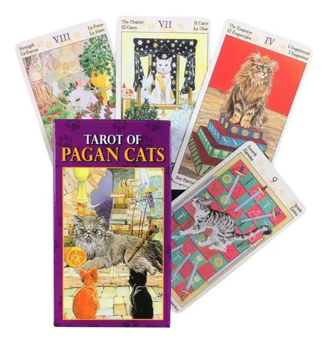 Tarot Gatos Paganos Mini Baraja 8 X 4.5 Cms De Cartera