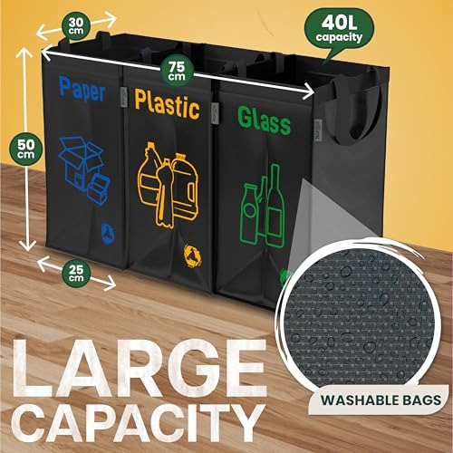 Paquete De 3 Bolsas De Reciclaje, 40l - Cubos De Reciclaje P