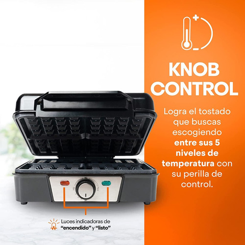 Waflera Eléctrica Masterchef Mk-wm-4 Color Gris 120v