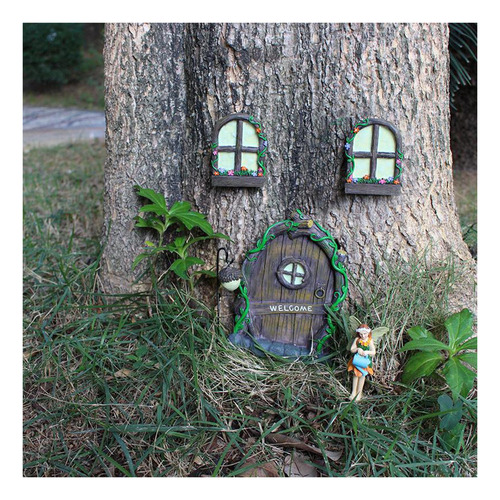 Ventana Y Puerta De Gnomo De Hadas Miniatura Para Árboles,