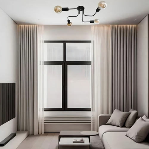 Lustre Sputnik Aranha 4 Braços Luminária Cor Preto 110v/220v