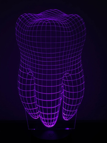 Lampara Diente Dental Led 3d Acrílico Con Control Negra Diseño 6