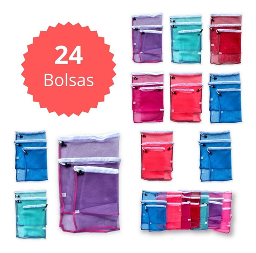 Costal Bolsa Para Super Frutas Verduras Multicolor 24 Piezas