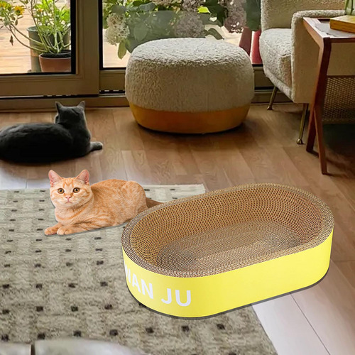 Cama De Salón Para Gato De Lujo De Cartón, Cama Ovalada, L