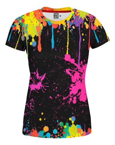 Playera Dama Manga Corta Explosión De Colores Pinturas