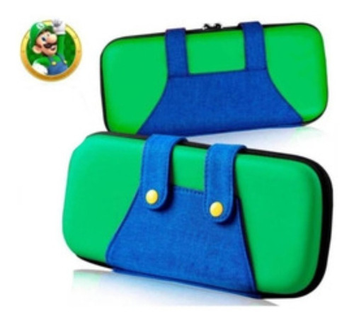 Imagen 3 de 6 de Bolso Luigi Bros Nintendo Switch Oled + Vidrio Mica Funda