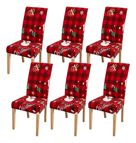 6fundas Elastica Sillas Comedor Asiento Navideños Decoración