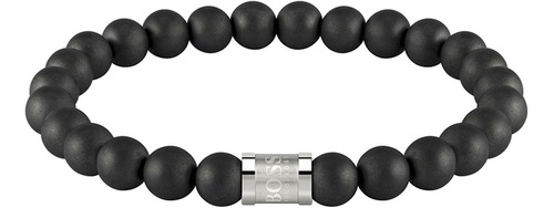 Pulsera Hugo Boss Beads For Him Acero Inoxidable 1580042s Color Negro Diámetro 1 cm Largo 17.5 cm