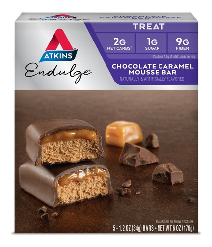 Atkins Endulge Chocolate Caramel Mousse Bar, 1.20oz, 5-pack