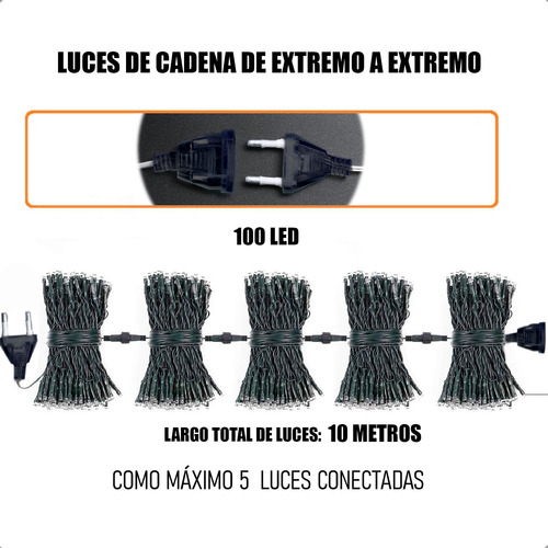 Pack X3 Luces Led Navidad Guirnalda Luces Multicolor 100 Led
