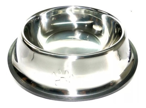 Comedero Plato Para Perros Y Gatos En Acero Inoxidable 22cm Color Plateado