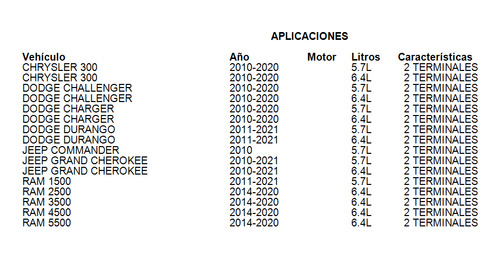 Valvula Control Vvt Durango 2011-2021 5.7l 2 Terminales