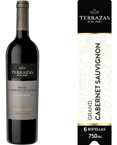 Imagen 1 de 6 de Vino Terrazas De Los Andes Grand Cabernet Sauvignon 6ux750ml