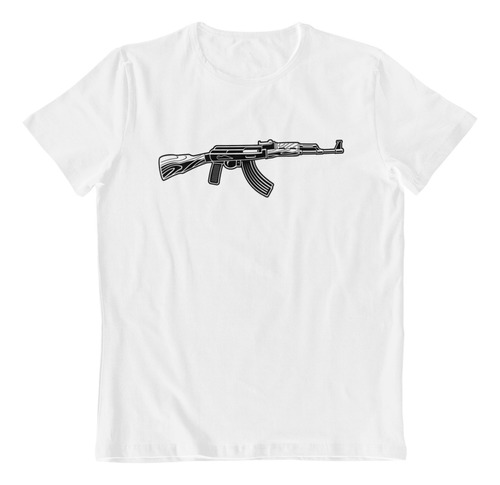 Polera Blanca Algodon Estampada Dtf Kalashnikov Ak47 Ussr