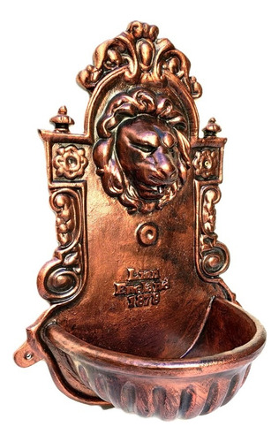 Aguamanil Fuente De Agua - Cabeza León, Grande, Fundición... Patina Cobre
