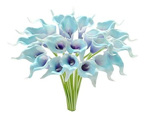 20 Flores Calas Artificiales Mandys Latex  35cm Aqua/violet