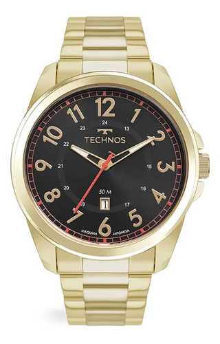 Relógio Technos Masculino Militar Dourado 2115tve/k1p Cor do fundo Preto