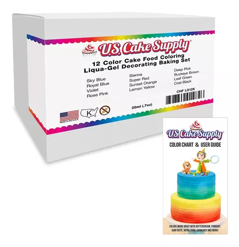 US Cake Supply by Chefmaster, 12 colorantes para alimentos Set de  colorantes para pasteles, pasta en gel líquido - Los 12 colores más  populares en