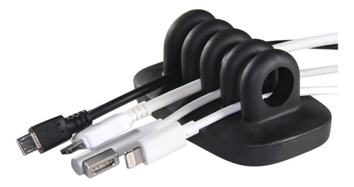 Organizador De Cables De Escritorio Negro Con 4 Ranuras