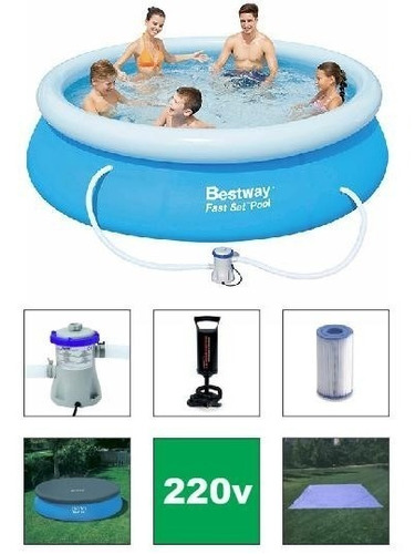 Piscina Bestway 2300 L Capa Forro Filtro 220v Inflador Q1