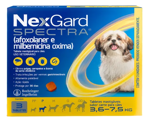 comprar Nexgard Spectra Para Cachorros De 3,6kg A 7,5kg 3 Tabletes