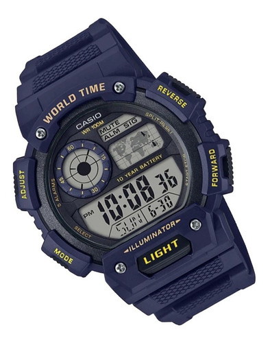 Reloj Casio Hombre Ae-1400w 10 Años De Batería Hora Mundial