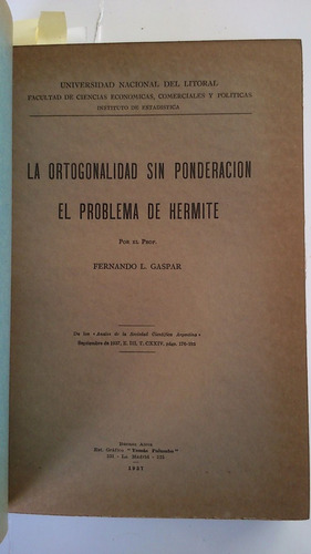 Imagen 1 de 10 de Gaspar - Universidad Nacional Del Litoral 1938 Matemáticas