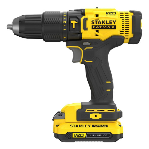 Furadeira parafusadeira de impacto sem fio de 13mm Stanley SCD711C2K 20V + 2 baterías de 1.5Ah + acessório com maleta de transporte