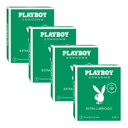 Preservativos Extra Lubricados X12 4 Cajas Playboy Lubricado