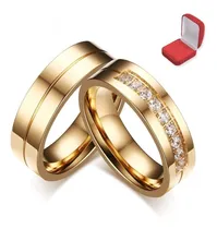 Comprar Par Alianças Anéis Namoro Casamento Titânio Banhado Ouro 18k