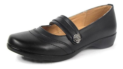 Imagen 1 de 4 de Zapato Niña Juvenil Casual Escolar Ajustable Tipo Piel Negro