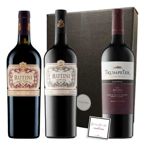 Regalo Vinos Rutini Wines Cofre Premium X3 Paladar Negro