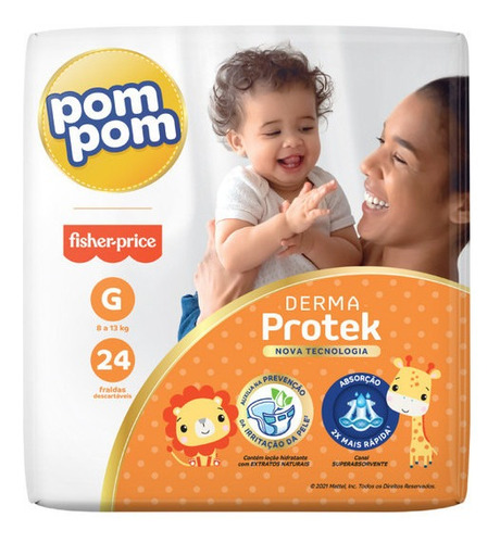 Imagem 1 de 7 de Fralda Pom Pom Derma Protek Jumbo G 24un