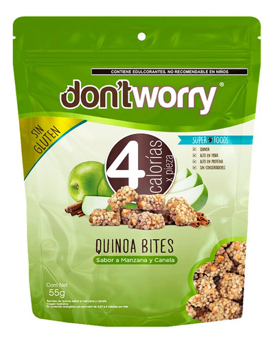 Quinoa Bites Dont Worry Manzana Y Canela 55g