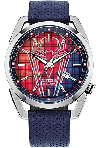 Reloj Citizen Spider-man Aw1680-03w Color de la correa Azul marino Color del bisel Plateado