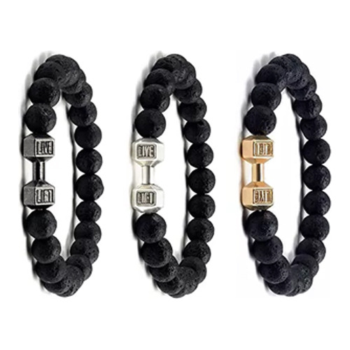 Pulsera Combo Con Mancuernas Para Hombre, Pulseras Ajustable