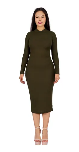 Vestido corte outlet lapiz verde militar
