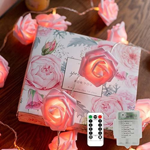 Zhuohao 20led Flor Rosa Rosa Luces De Cadena, Con Pilas Con