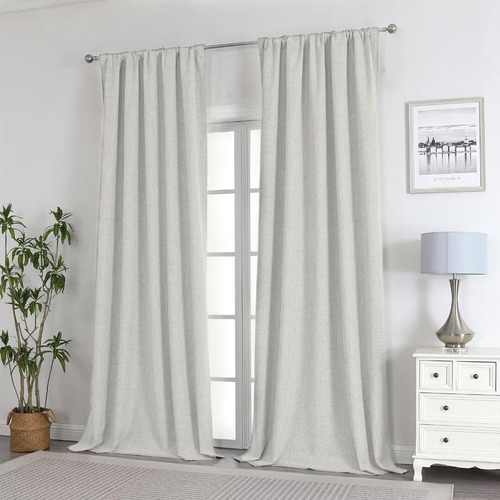 Cortina 100% Opaca Lino Natural 1 Panel 178 X 274 Cm Beige C