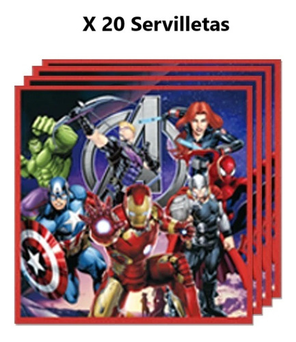 20 Servilletas Avengers Cotillón Cumpleaños