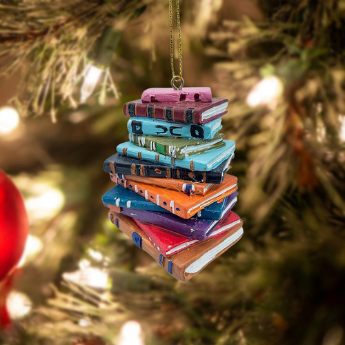 2 Pila De Libros De Lectura, Adorno Navideño, Adornos Para