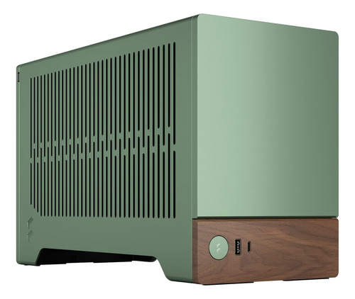Fractal Design Terra Jade - Panel Frontal De Madera De Nogal - Factor De Forma Pequeño - Estuche Para Juegos Mitx - Cable Elevador Pcie 4.0 - Usb Tipo C - Paneles De Aluminio Anodizado