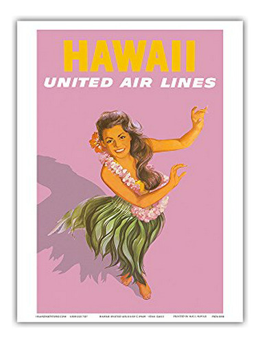 Bailarina De Hula Hawaiana - United Air Lines - Cartel De Vi