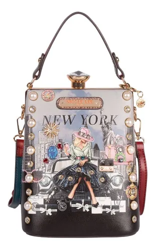 Bolsa De Mano Celeste Nicole Lee Estampada Broche Ss23 Cuotas
